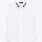 Embellished Collar Sleeveless Button-Down Blouse
