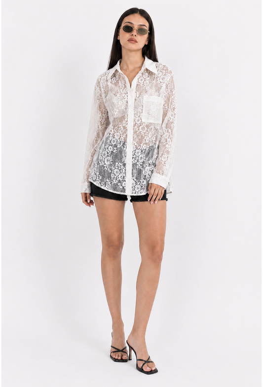 Lace Me Away Button-Up Shirt