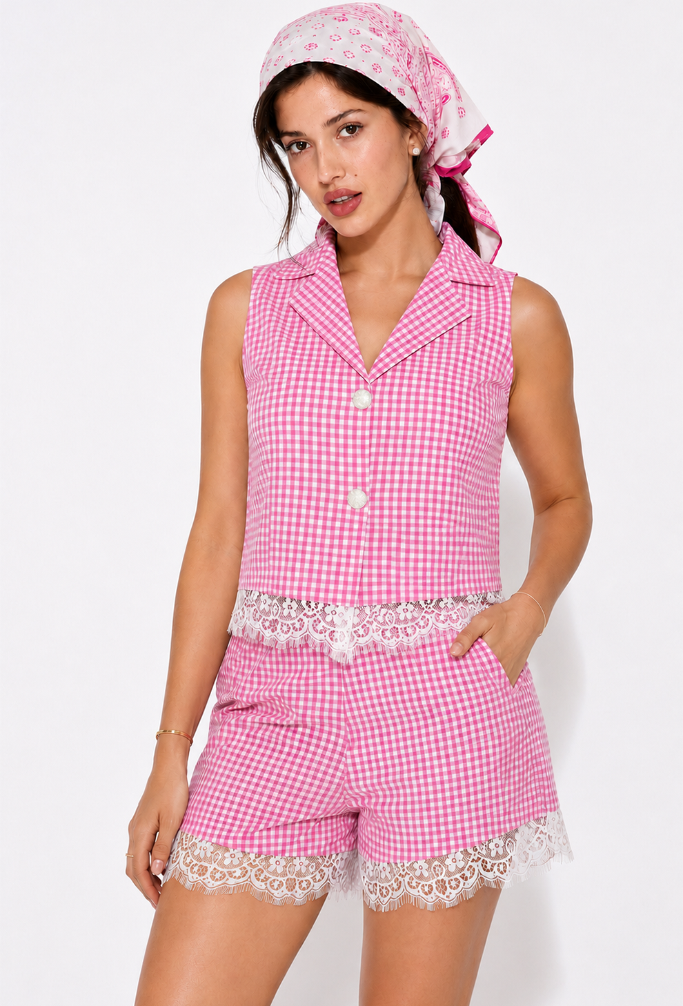 Rosy Gingham Co-ord Set