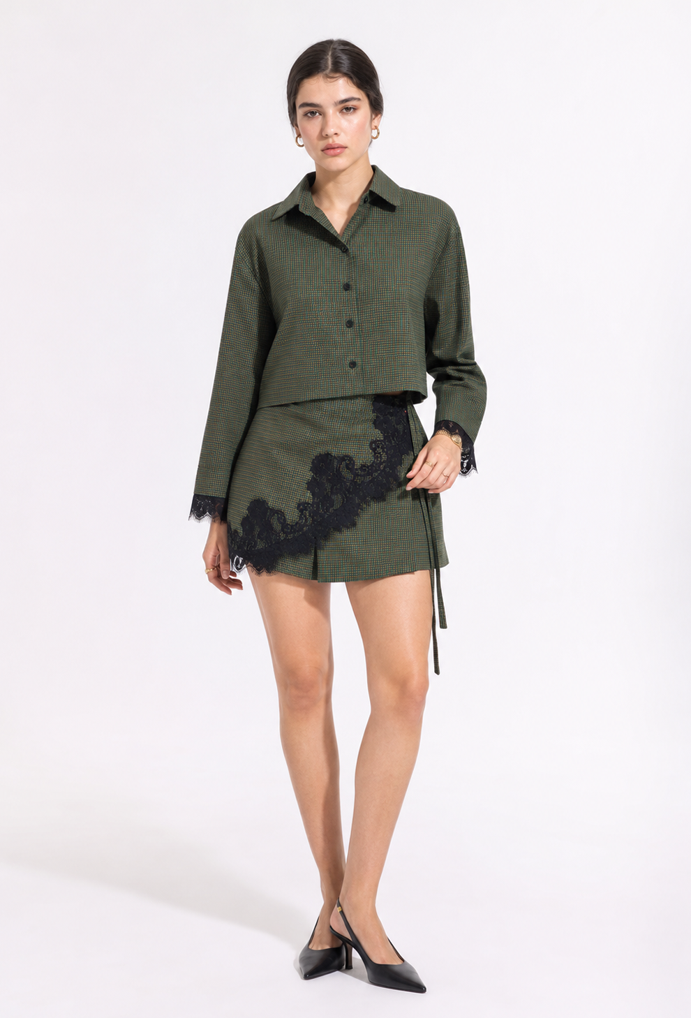 Plaid & Lace luxe skort set
