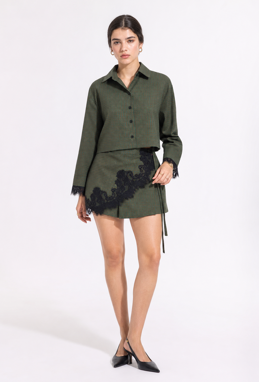 Plaid & Lace luxe skort set