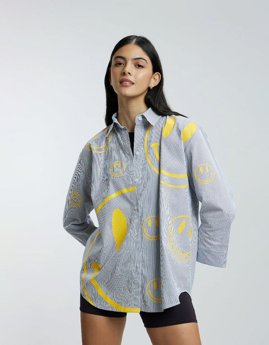 Oversized Shirt with Yellow Smileys
