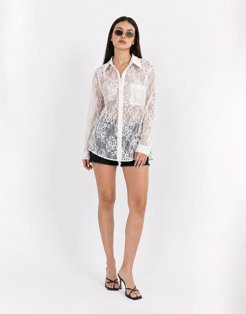 Lace Me Away Button-Up Shirt