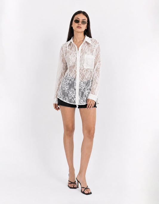 Lace Me Away Button-Up Shirt