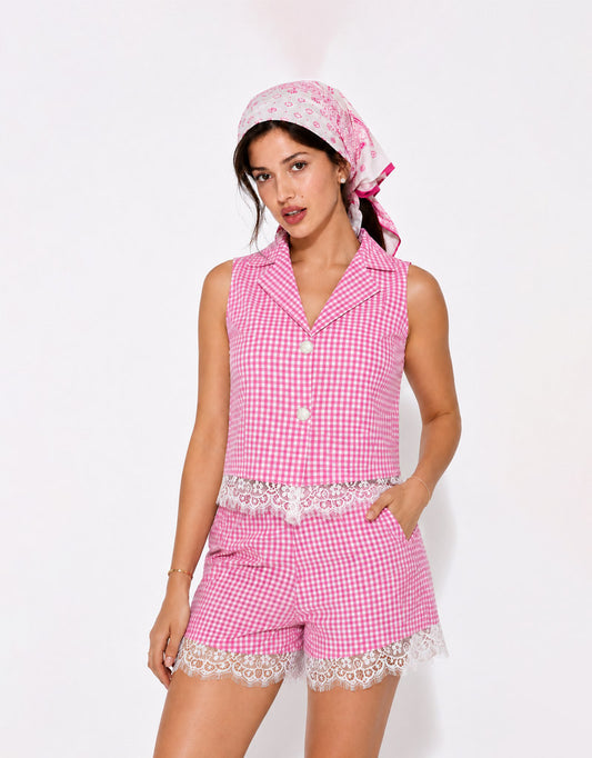 Rosy Gingham Co-ord Set