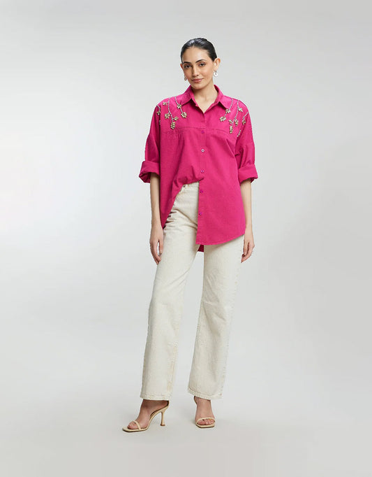 Stone Stem Work Oversized Shirt