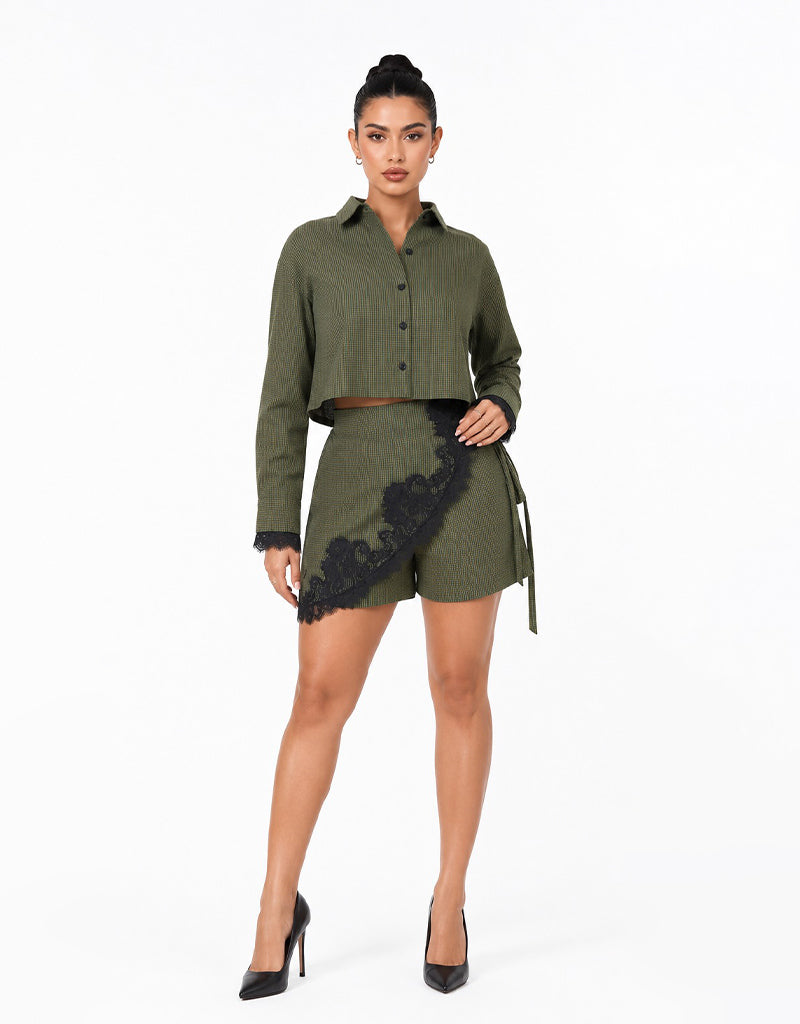 Plaid & Lace luxe skort set