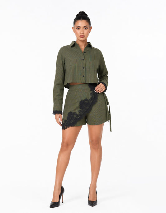 Plaid & Lace luxe skort set