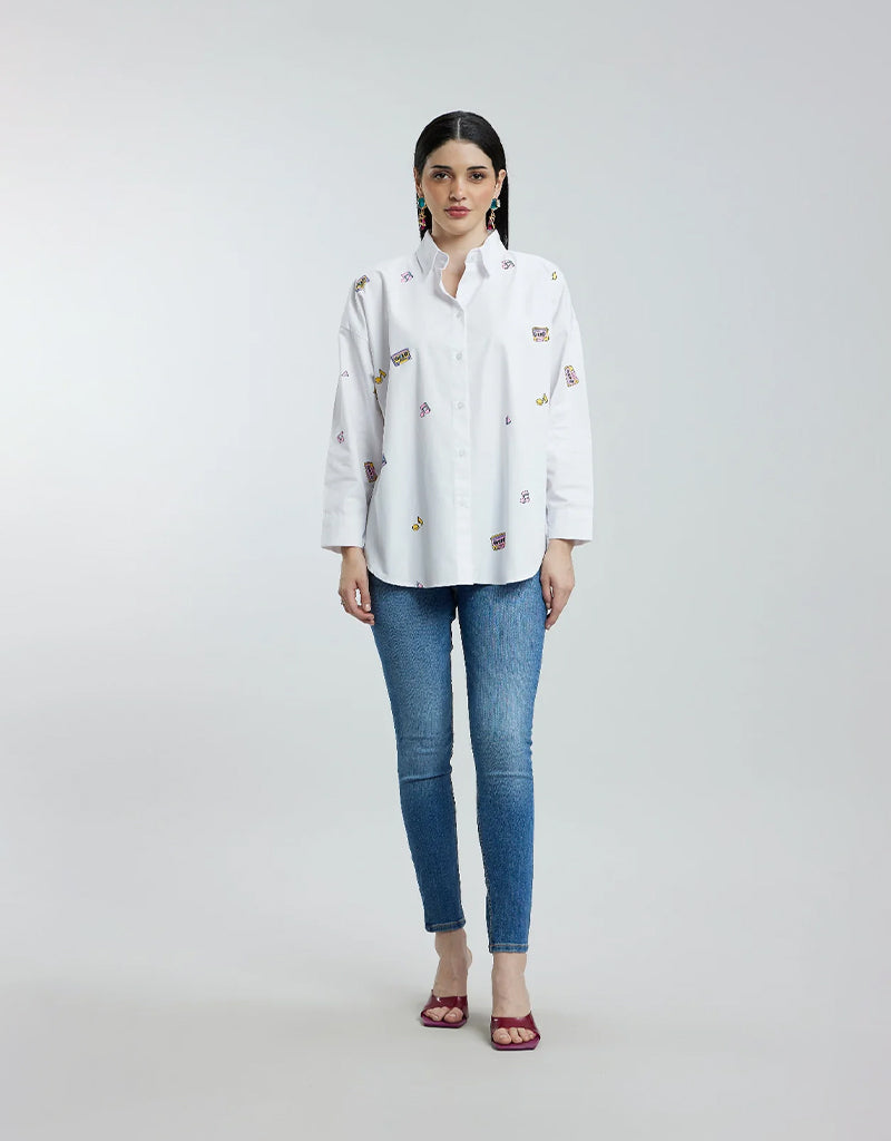 Oversized Musical Notes Shirt