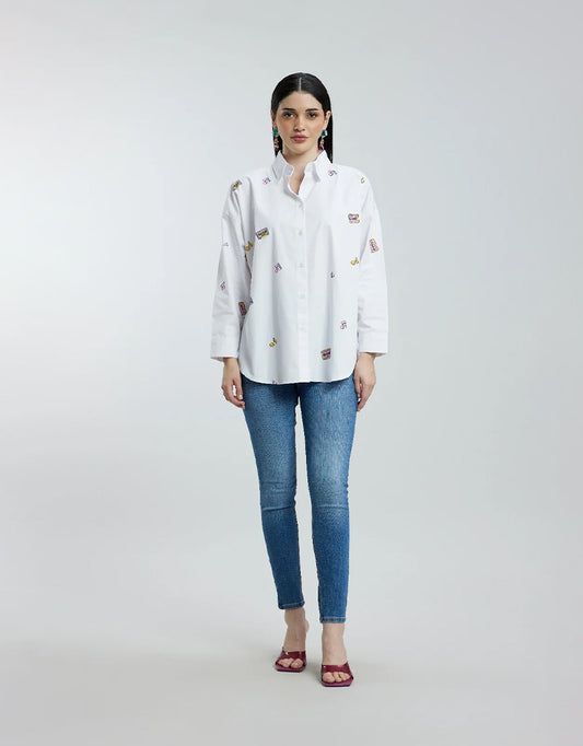 Oversized Musical Notes Shirt