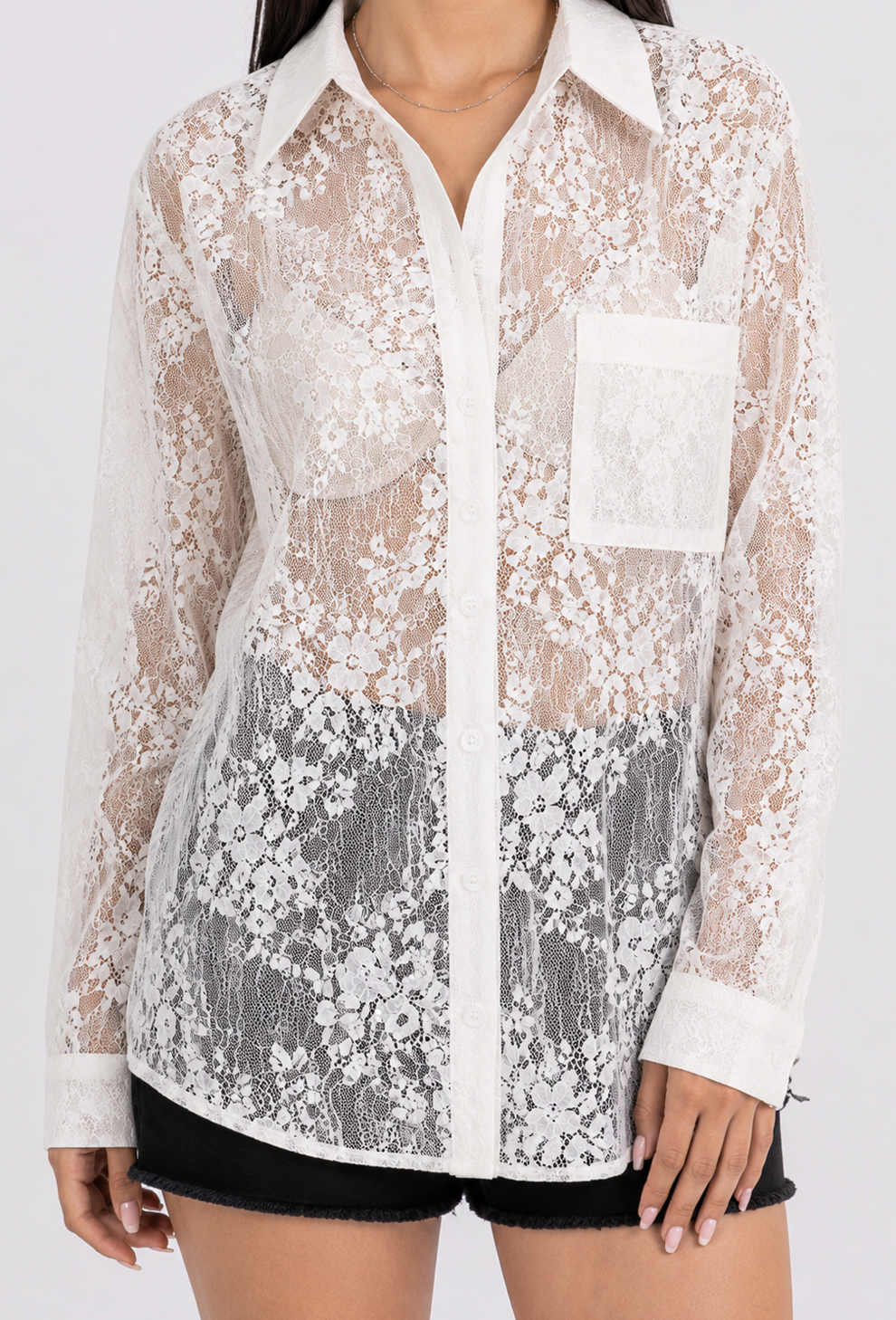 Lace Me Away Button-Up Shirt