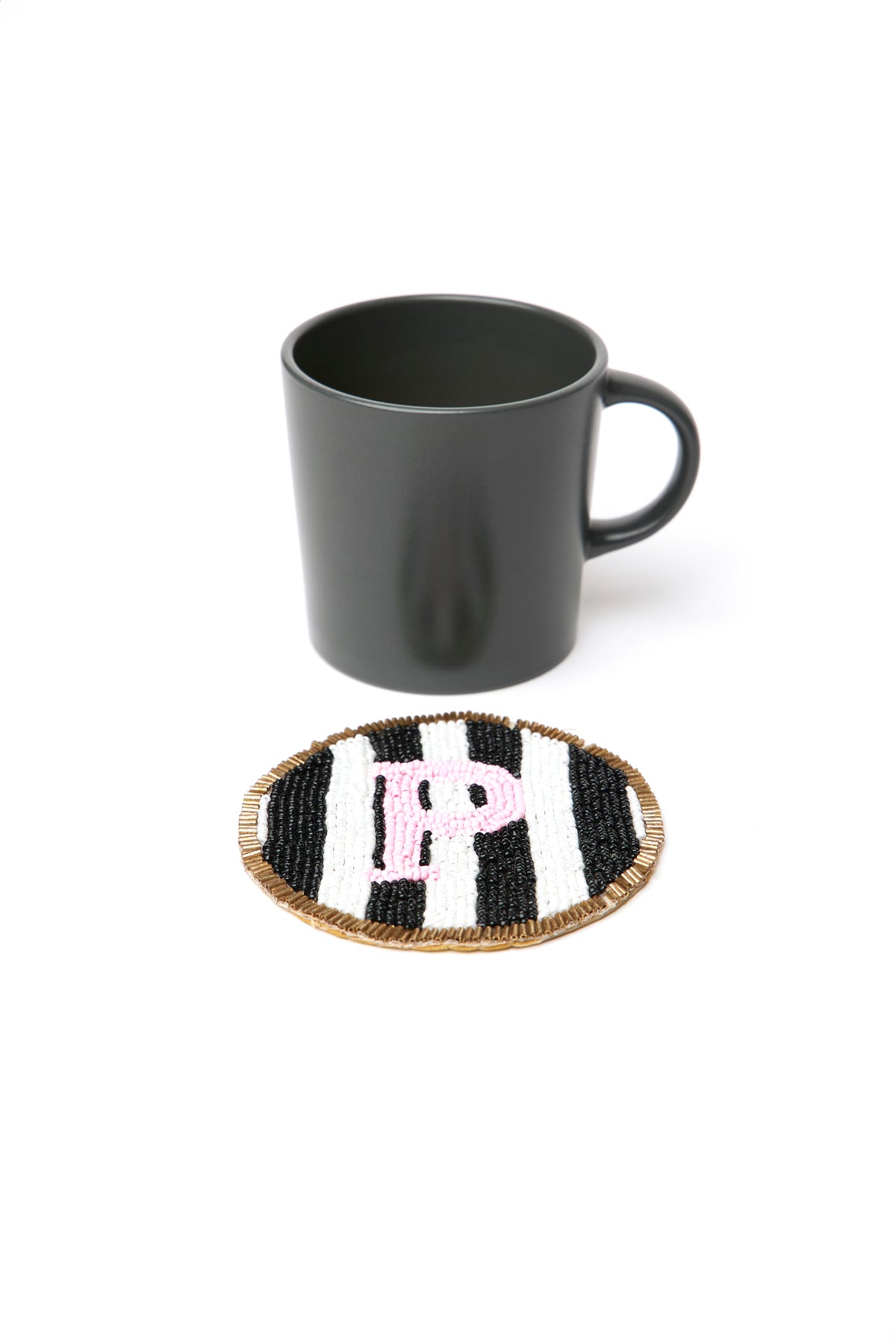 Beaded Handmade Initial Coasters.