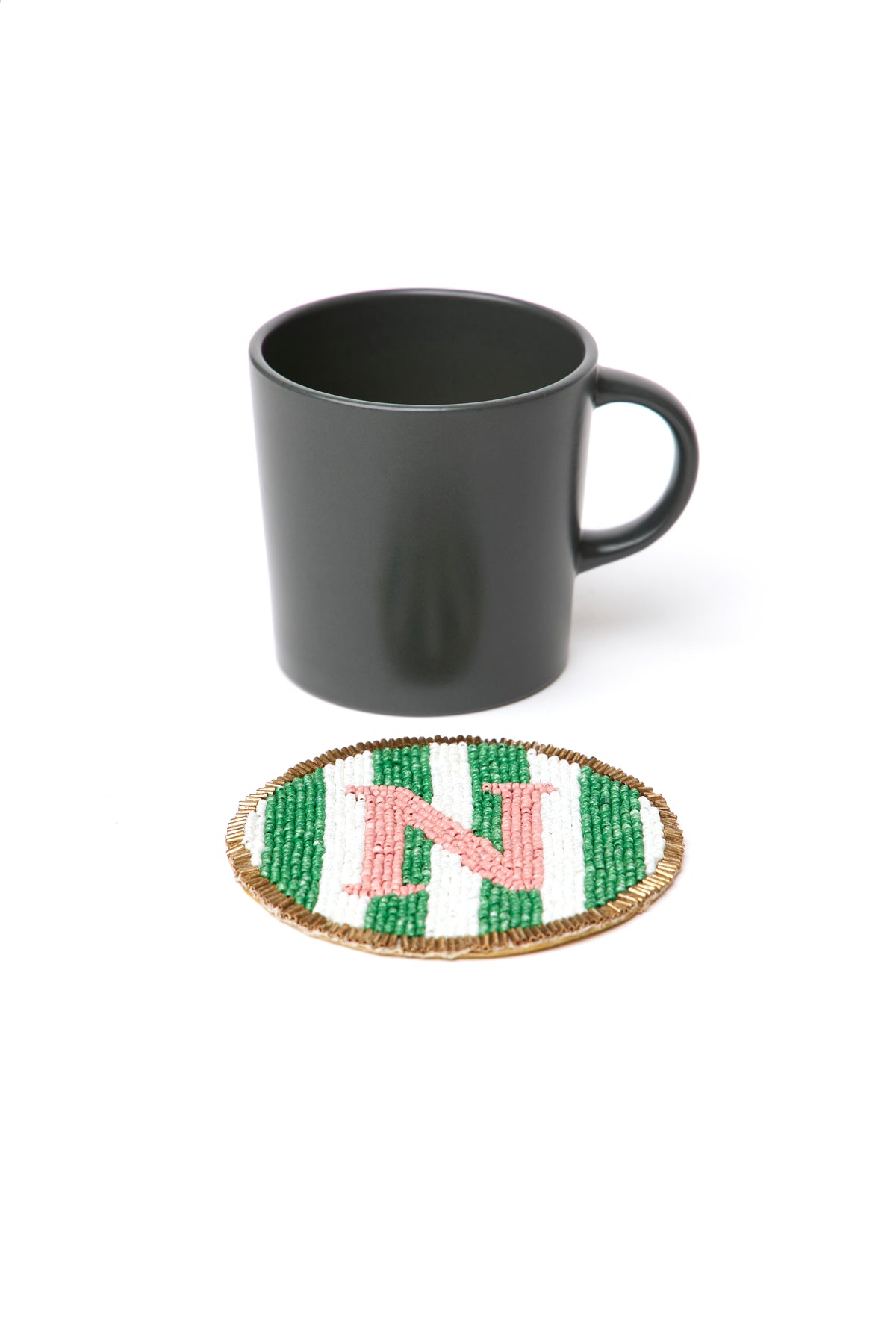 Beaded Handmade Initial Coasters.