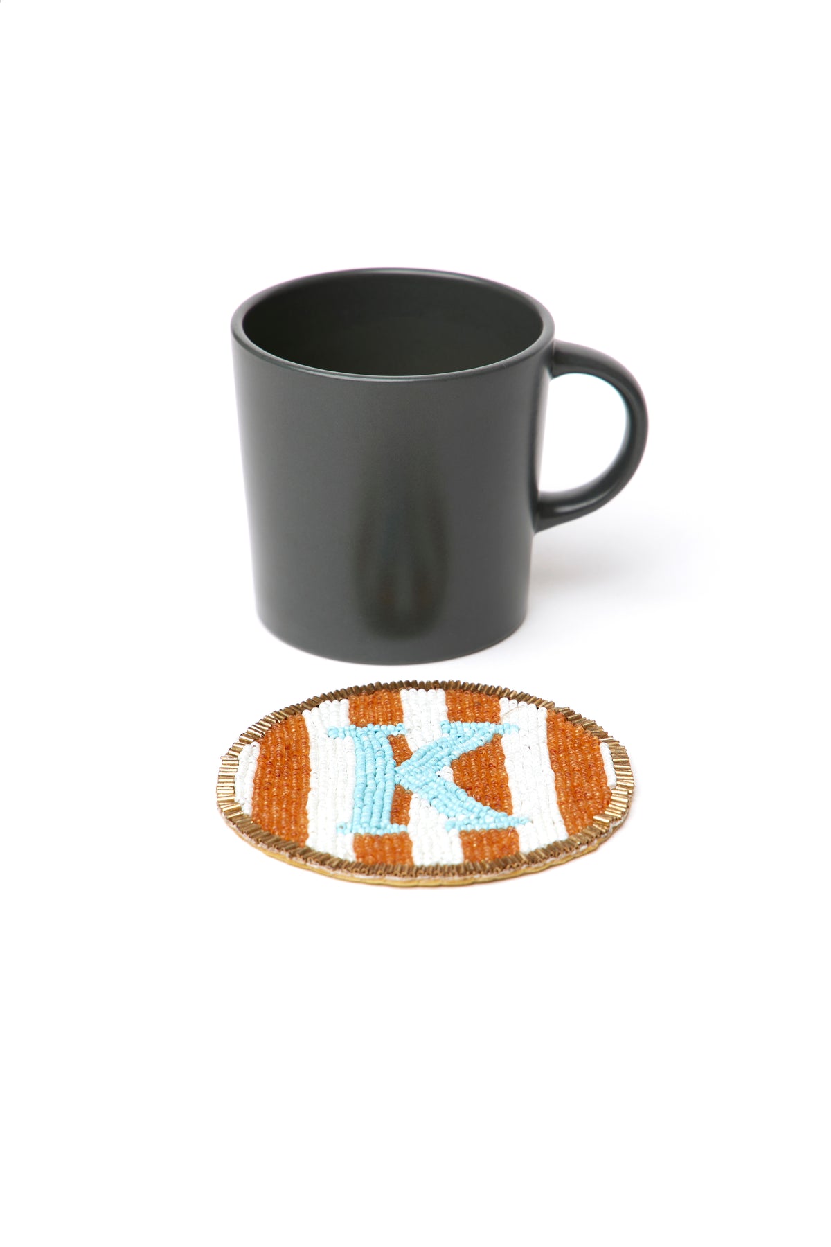 Beaded Handmade Initial Coasters.