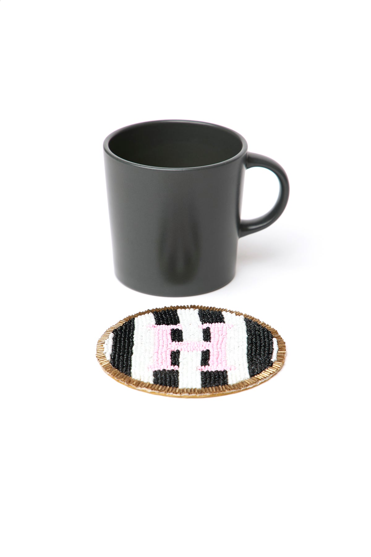 Beaded Handmade Initial Coasters.