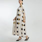 Beige & Gold Foil Dots Muslin Kaftan