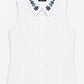 Embellished Collar Sleeveless Button-Down Blouse