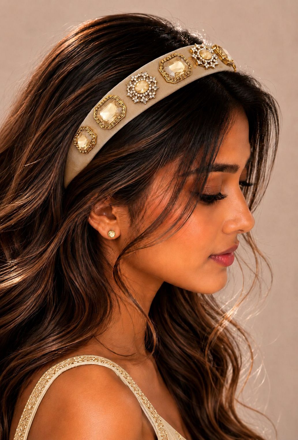 Embellished Beige Hairband