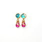 Colored stone long earring