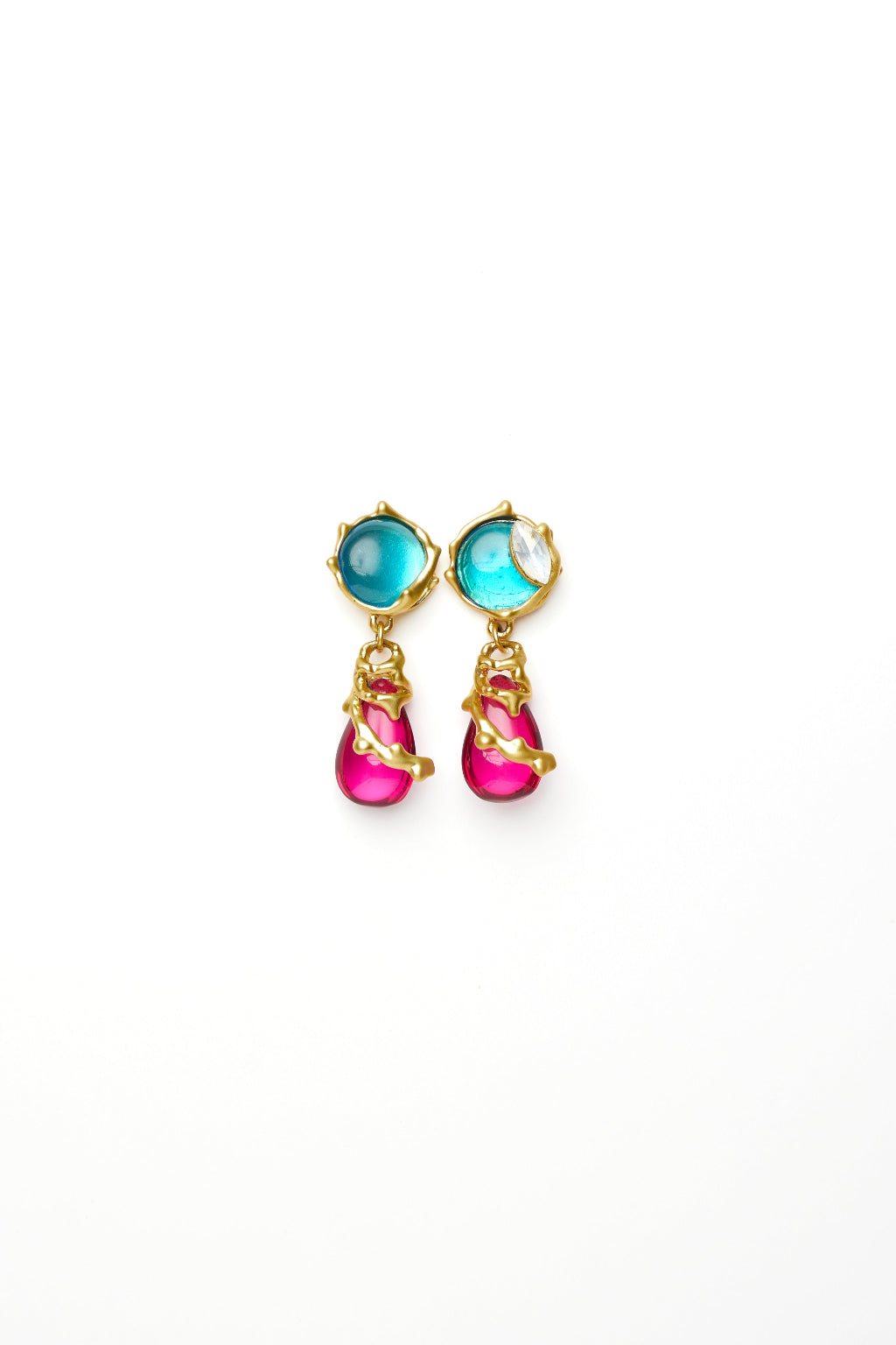Colored stone long earring
