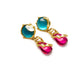 Colored stone long earring