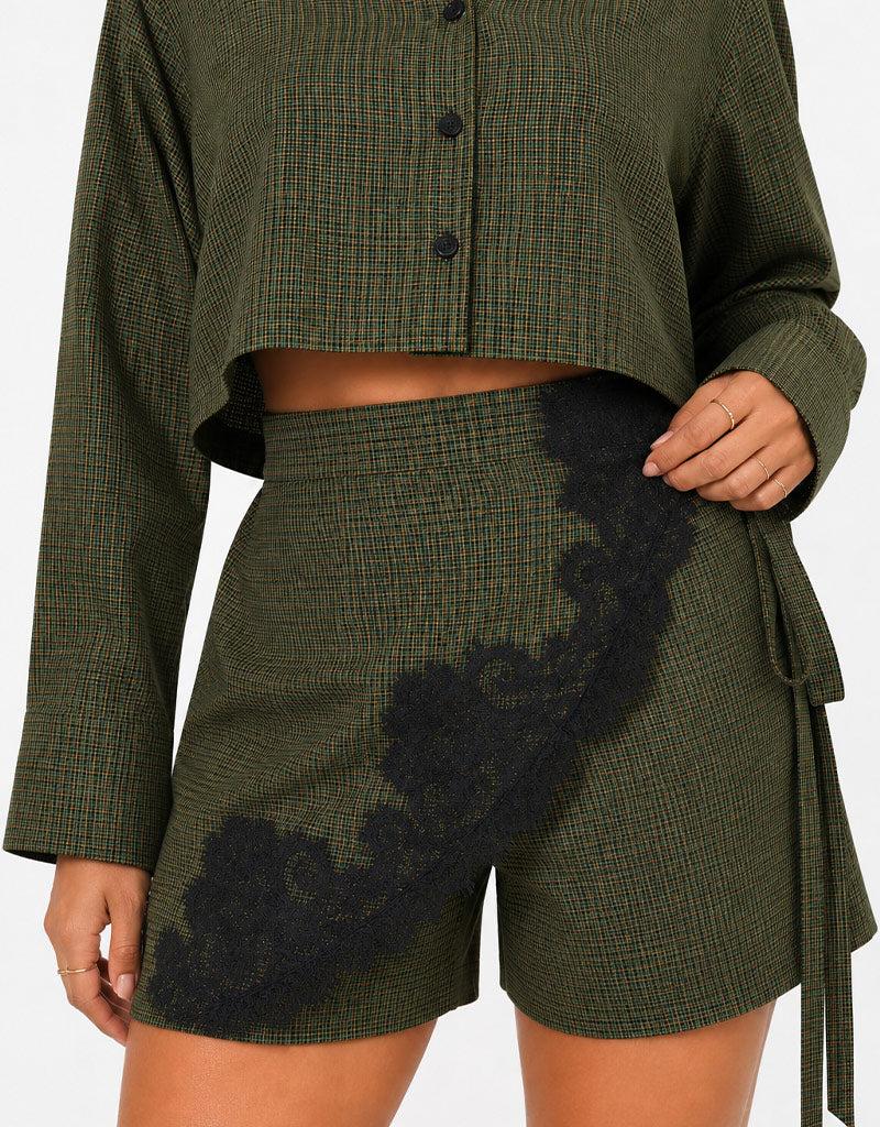 Plaid & Lace luxe skort set