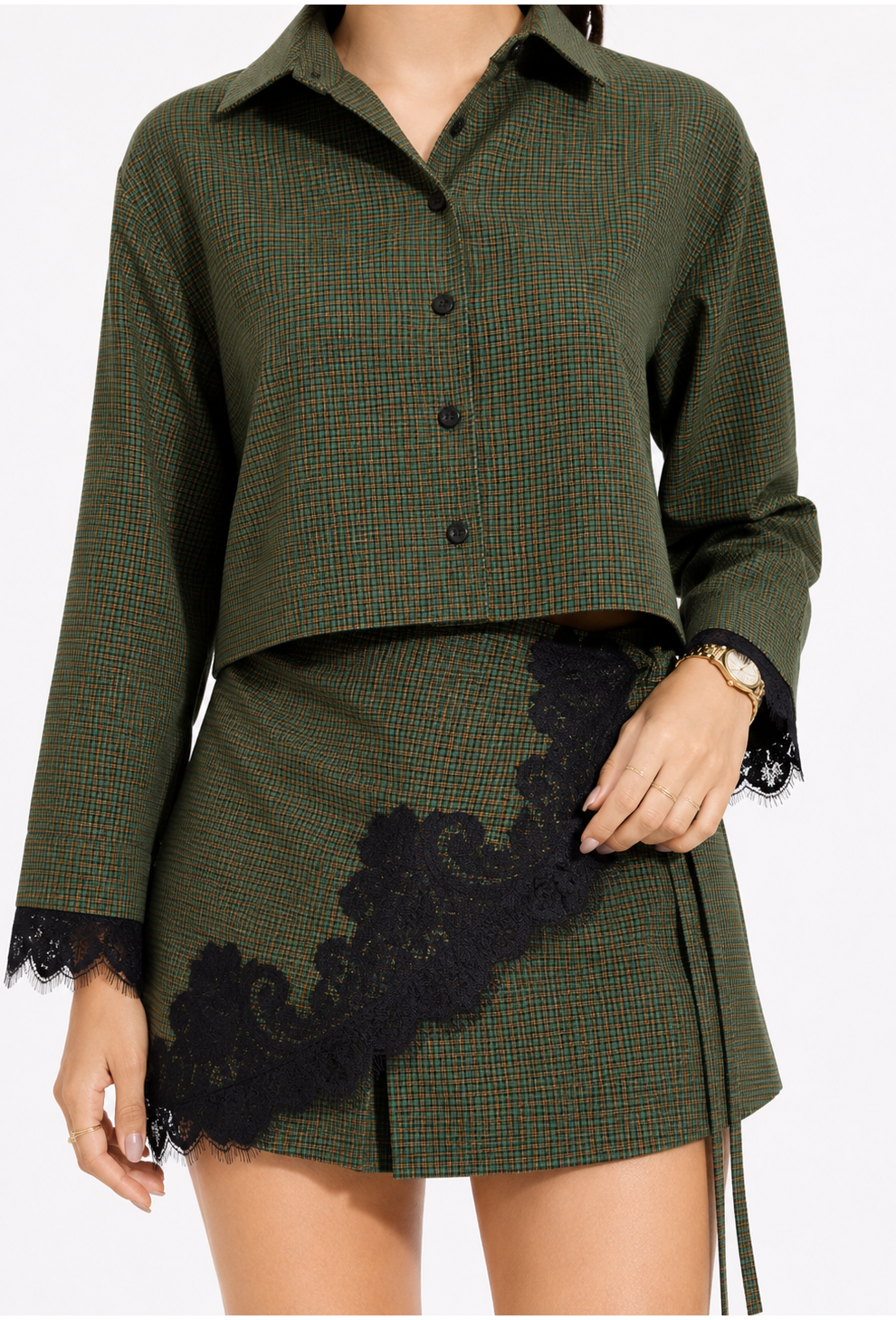 Plaid & Lace luxe skort set