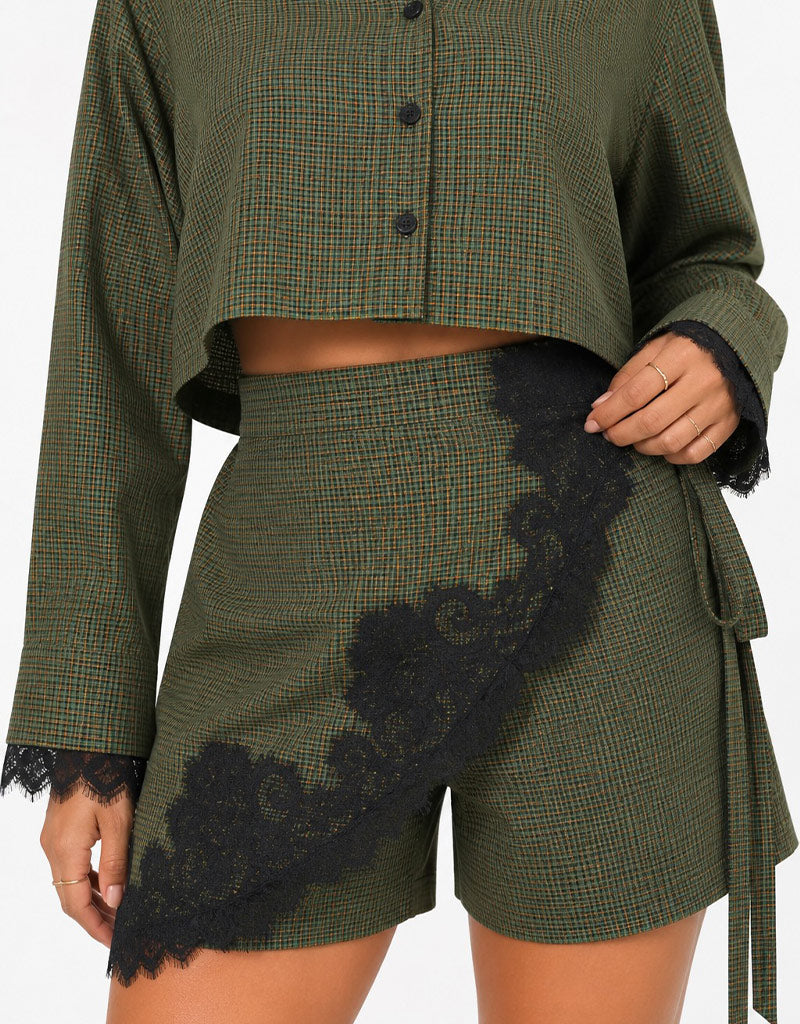 Plaid & Lace luxe skort set