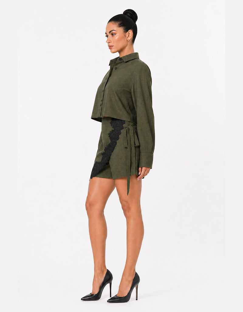 Plaid & Lace luxe skort set
