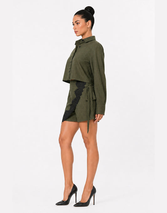 Plaid & Lace luxe skort set