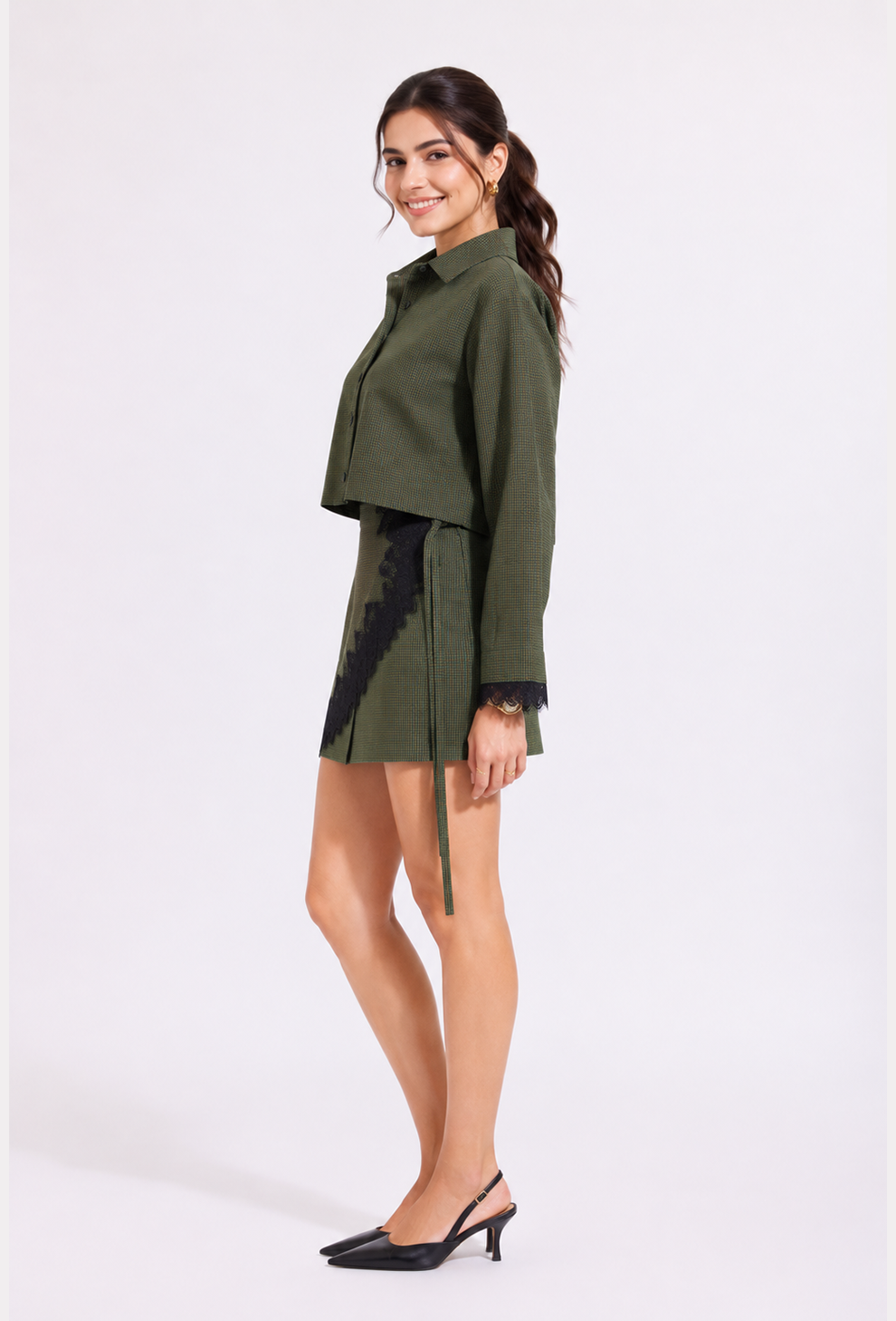 Plaid & Lace luxe skort set
