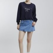 Bow Felicity Sweatshirt Navy Blue NCW-040 -1