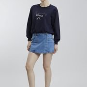 Bow Felicity Sweatshirt Navy Blue NCW-040 -1