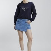 Bow Felicity Sweatshirt Navy Blue NCW-040 -1