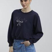 Bow Felicity Sweatshirt Navy Blue NCW-040 -1