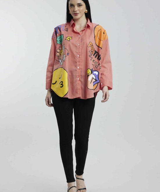 Oversized Orange Fun Shirts NCW-041 -1